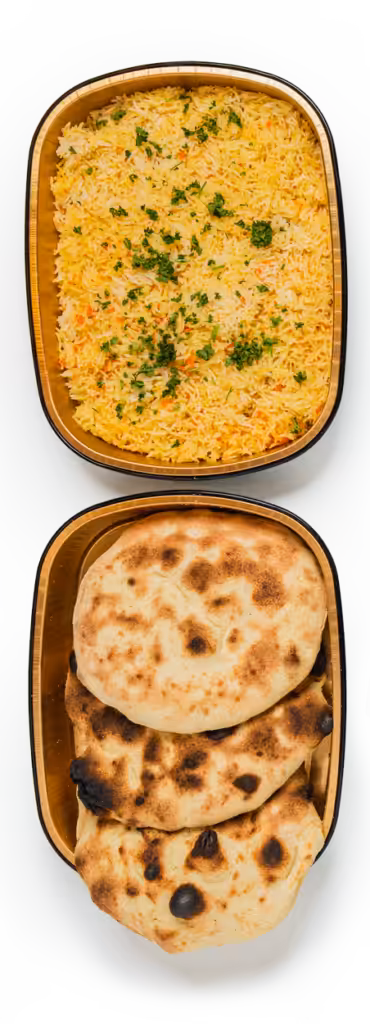 dishes decorative with rice and pita
