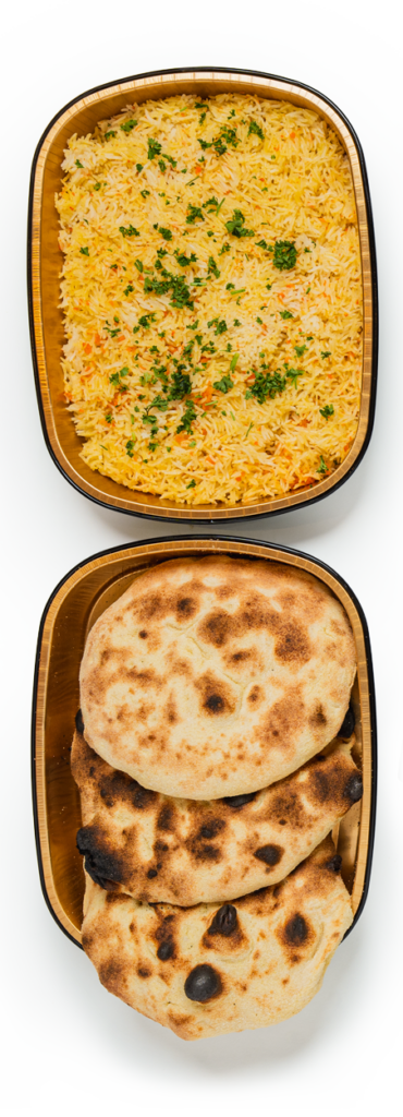 dishes decorative with rice and pita